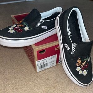 Super cute black slip on Vans with original box